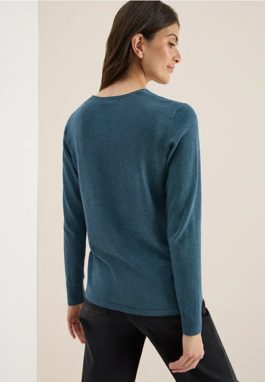 Basic Pullover dull teal blue melange