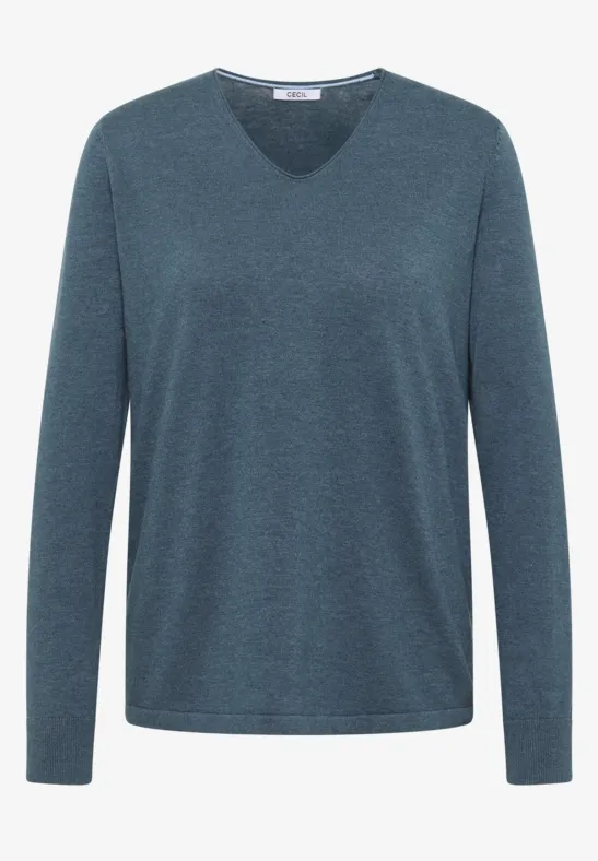 Basic Pullover dull teal blue melange