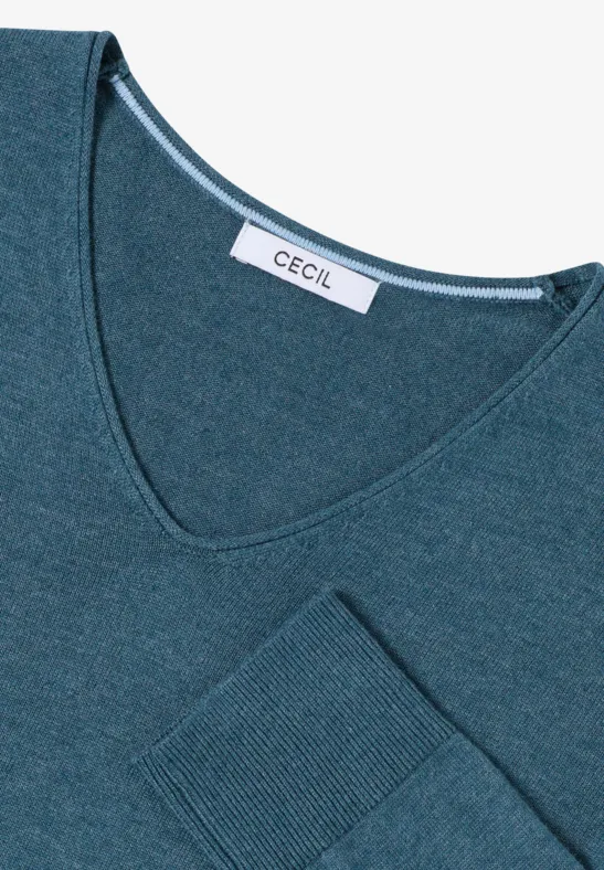 Basic Pullover dull teal blue melange