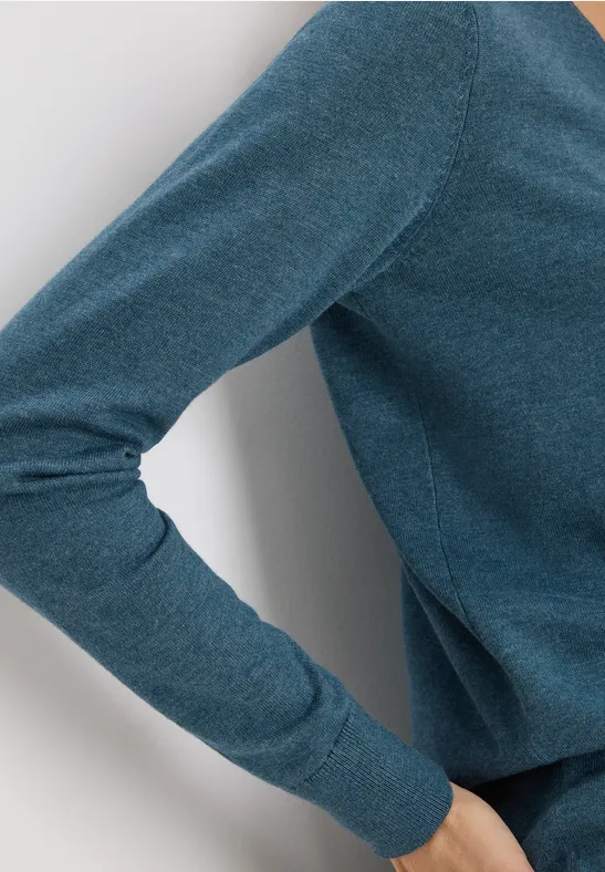 Basic Pullover dull teal blue melange