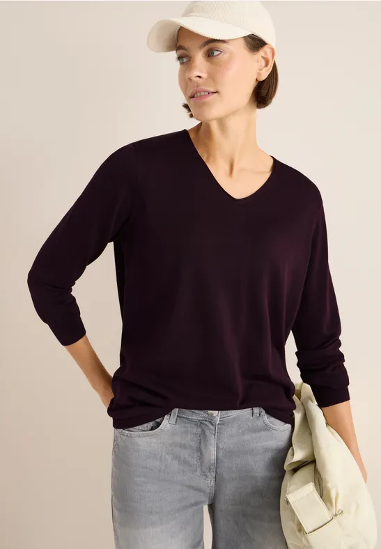 Basic Pullover eggplant red