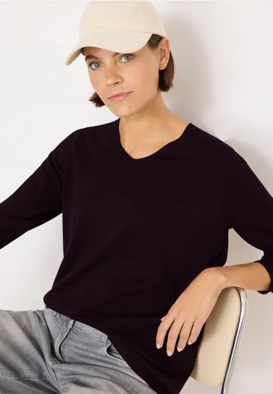 Basic Pullover eggplant red
