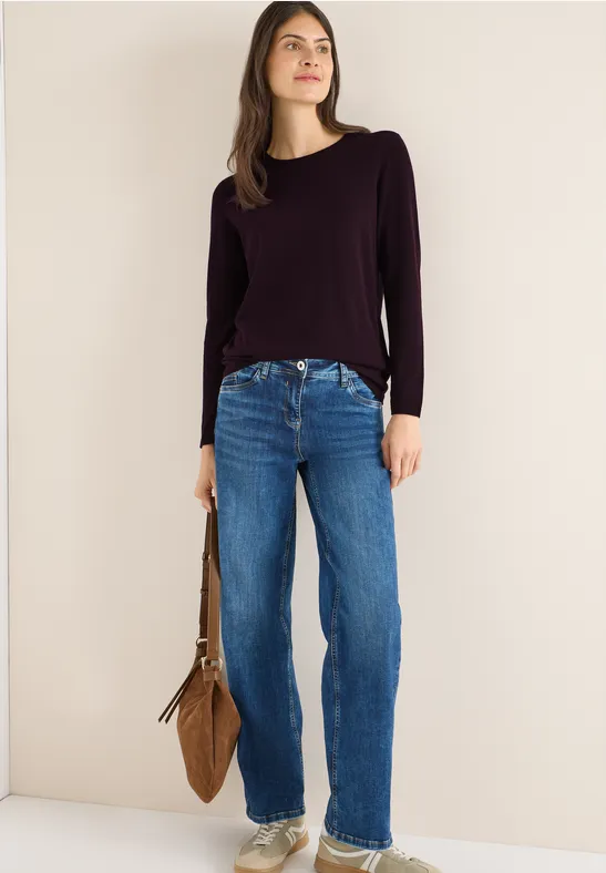 Basic Pullover eggplant red