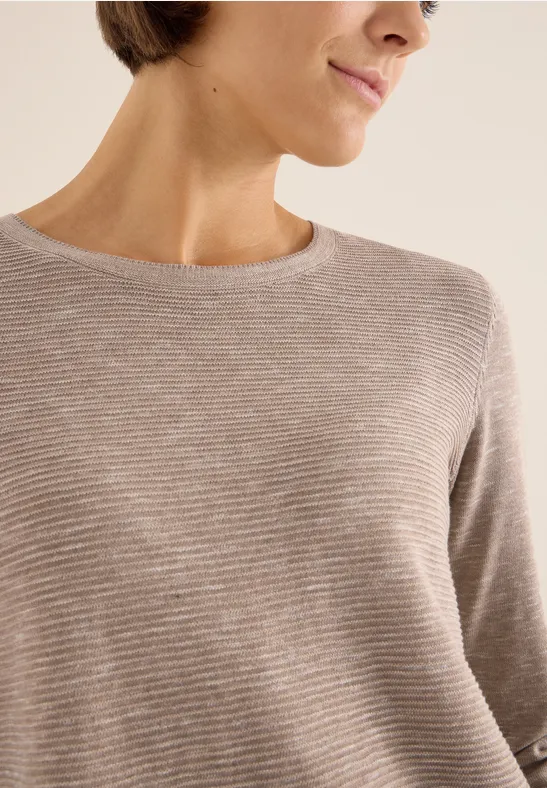 Strukturpullover toffee cream heather melange