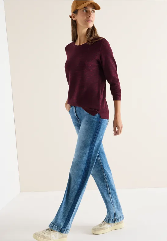 Pull structuré eggplant red heather melange