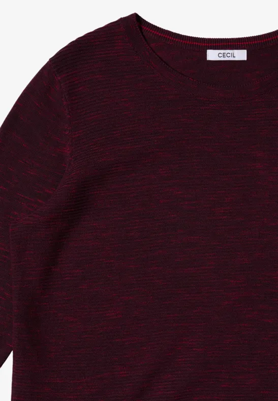 Pull structuré eggplant red heather melange