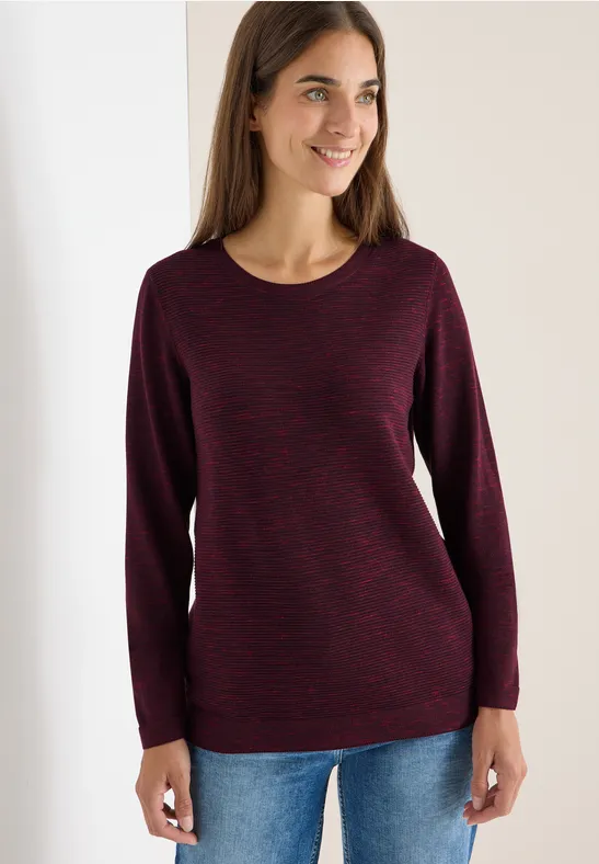 Pull structuré eggplant red heather melange