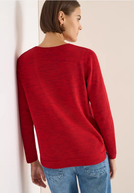 Pull structuré fiery red heather melange