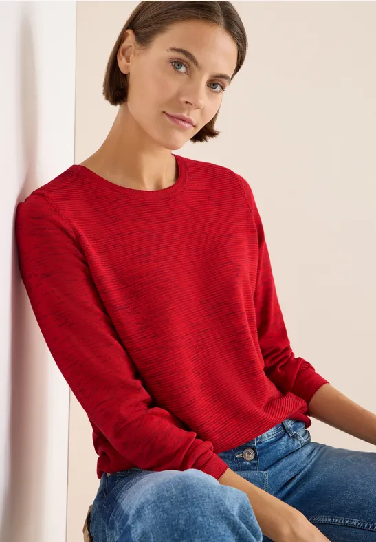 Pull structuré fiery red heather melange