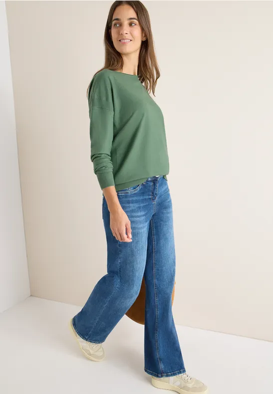 Pullover mit Strukturdetail highland green melange