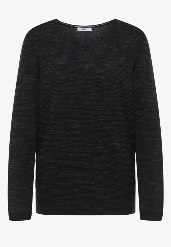 Pull à col en V salt-pepper heather melange