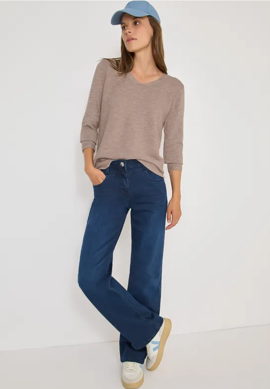 V-Neck Pullover heather taupe melange