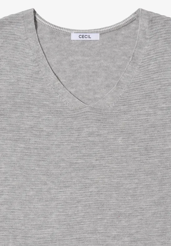 Pull à col en V heather silver chalk melange