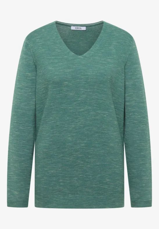 V-Neck Pullover smoky green heather melange