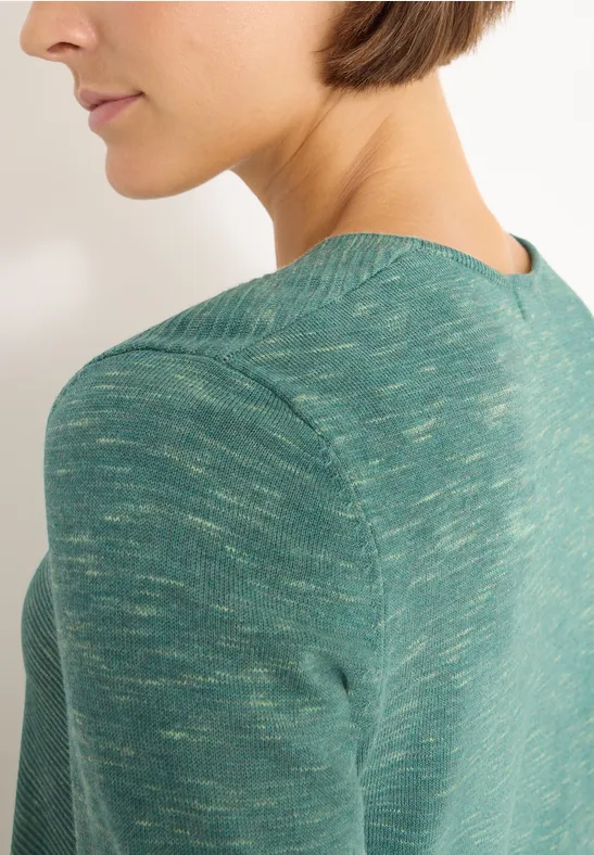V-Neck Pullover smoky green heather melange