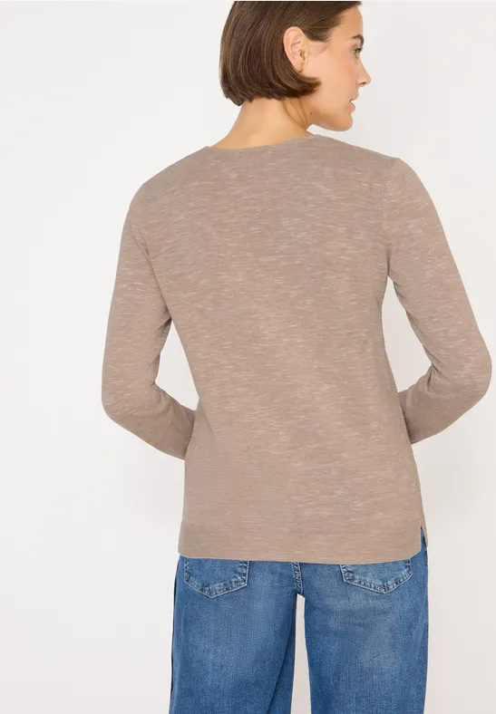 Trui met V-hals toffee cream heather melange