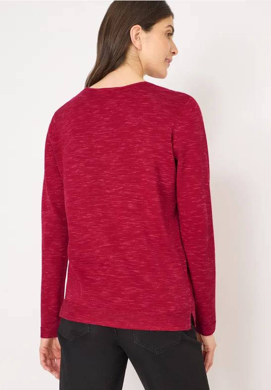 V-Neck Pullover beaujolais red heather mel.