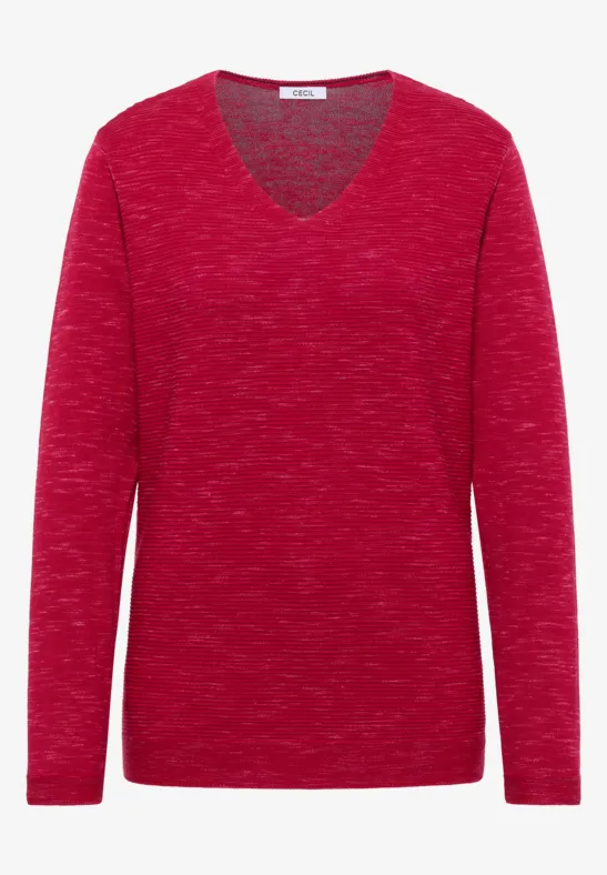 V-Neck Pullover beaujolais red heather mel.
