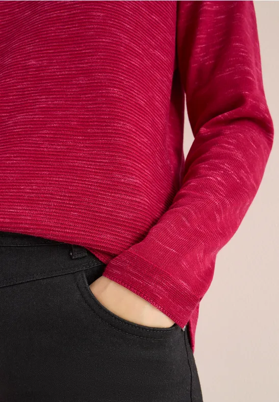 V-Neck Pullover beaujolais red heather mel.