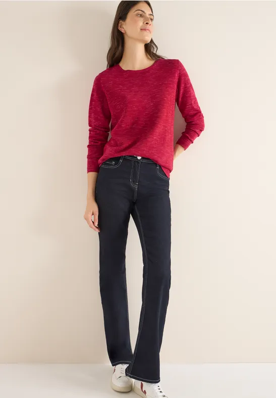 Rundhals Strukturpullover beaujolais red heather mel.