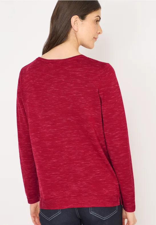 Rundhals Strukturpullover beaujolais red heather mel.