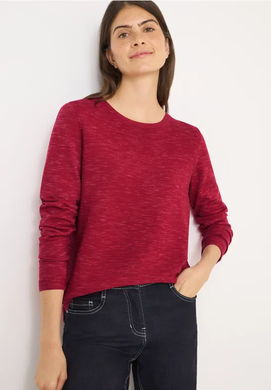 Rundhals Strukturpullover beaujolais red heather mel.