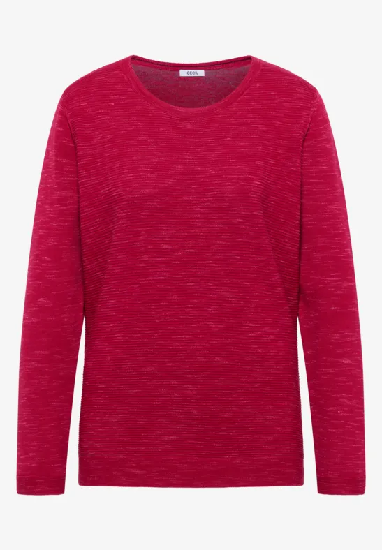 Rundhals Strukturpullover beaujolais red heather mel.
