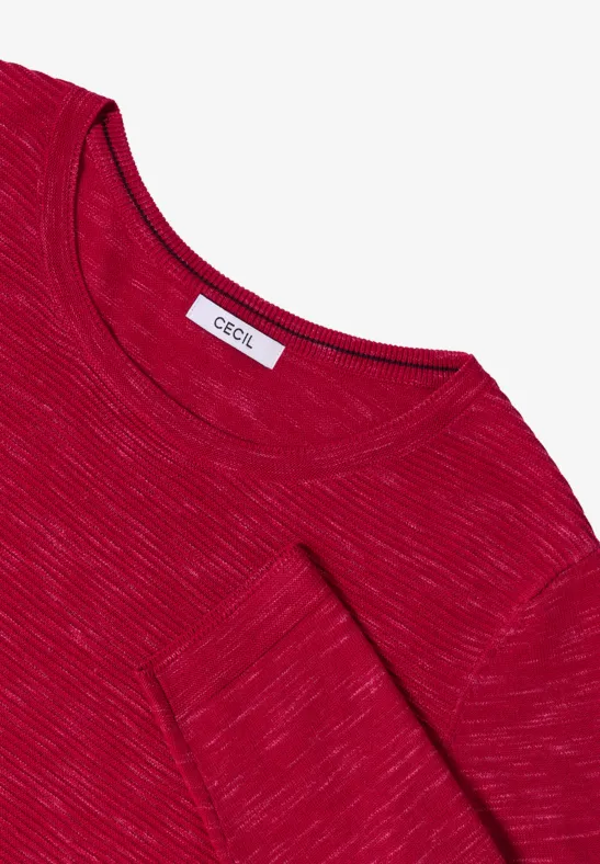 Rundhals Strukturpullover beaujolais red heather mel.