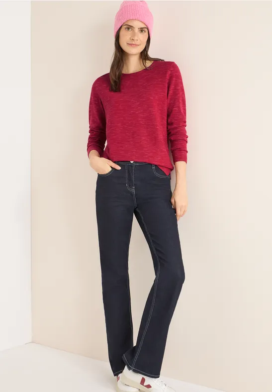 Rundhals Strukturpullover beaujolais red heather mel.