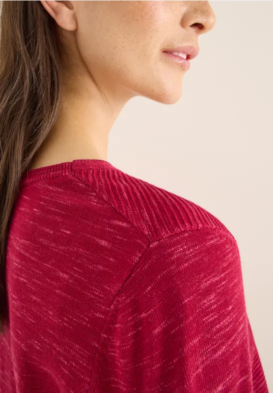 Rundhals Strukturpullover beaujolais red heather mel.