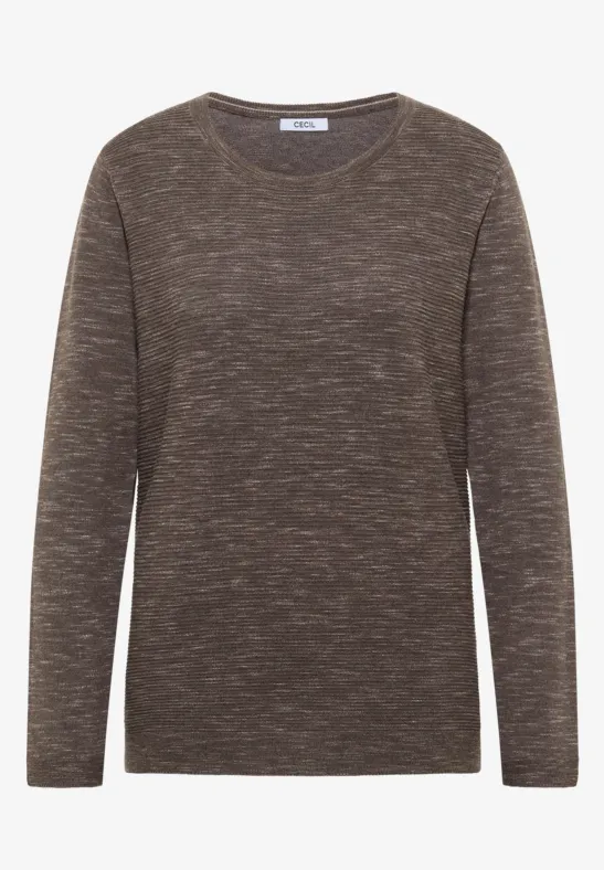 Rundhals Strukturpullover mushroom taupe heather mel.