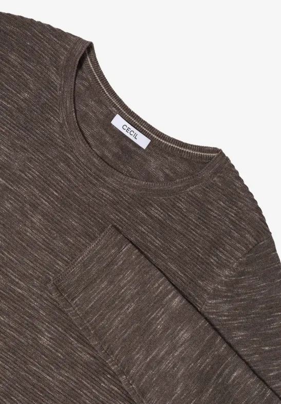 Rundhals Strukturpullover mushroom taupe heather mel.