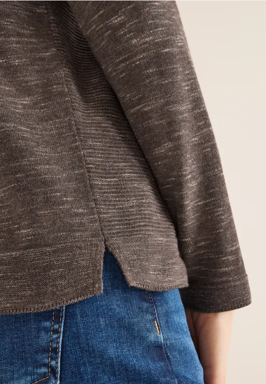 Rundhals Strukturpullover mushroom taupe heather mel.