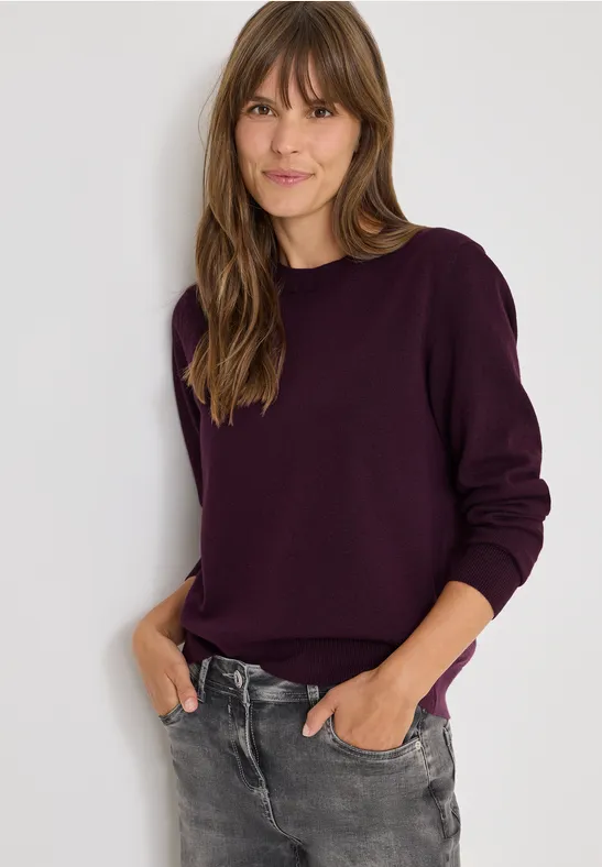 Softer Rundhals Pullover eggplant red