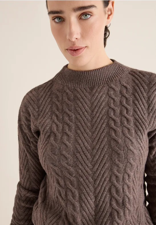 Pullover mit Zopfmuster mushroom taupe melange