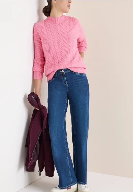 Pullover mit Zopfmuster dark blossom melange