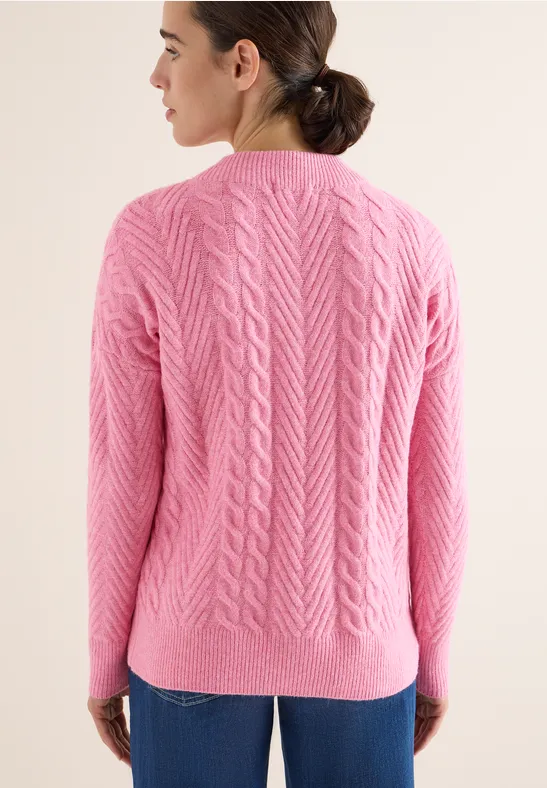 Pullover mit Zopfmuster dark blossom melange