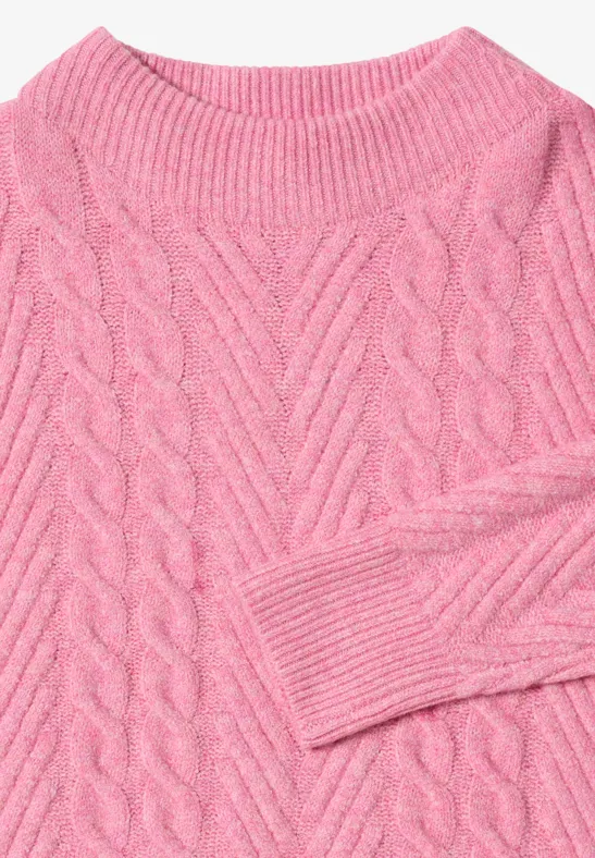 Pullover mit Zopfmuster dark blossom melange