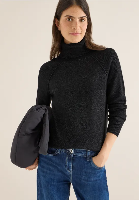 Strukturmix Pullover black melange