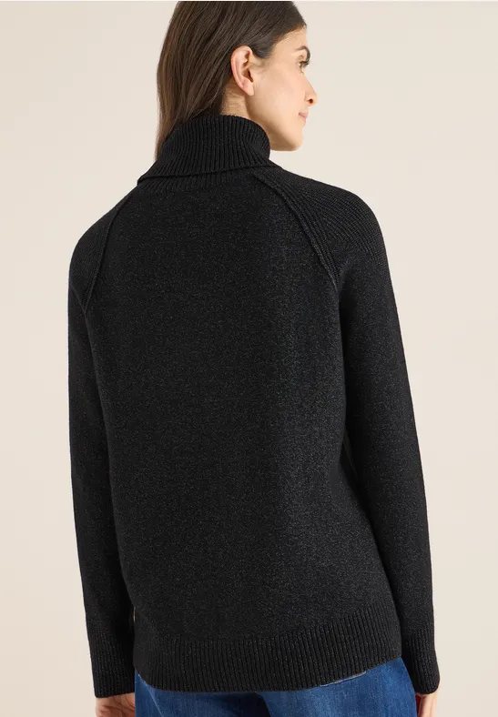 Strukturmix Pullover black melange