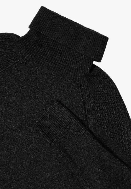 Strukturmix Pullover black melange