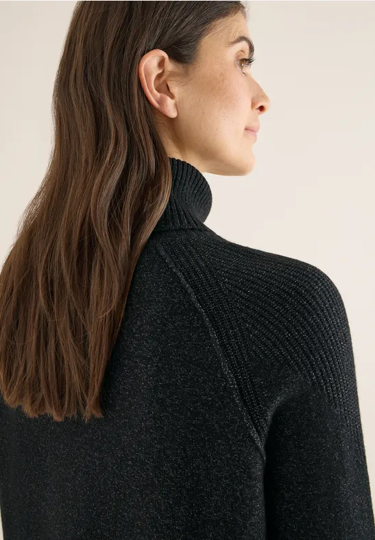 Strukturmix Pullover black melange