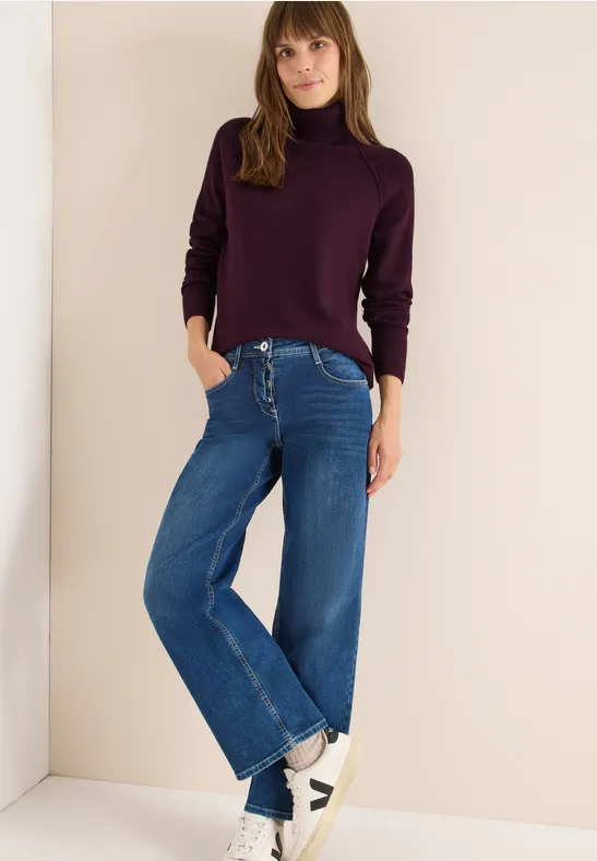 Strukturmix Pullover eggplant red