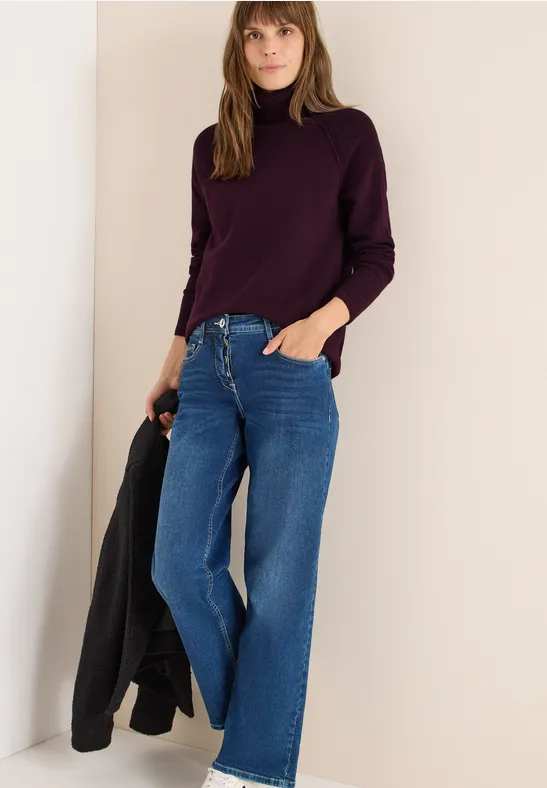 Strukturmix Pullover eggplant red