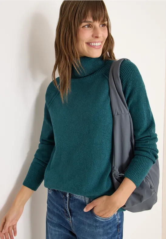 Strukturmix Pullover dark sea green melange