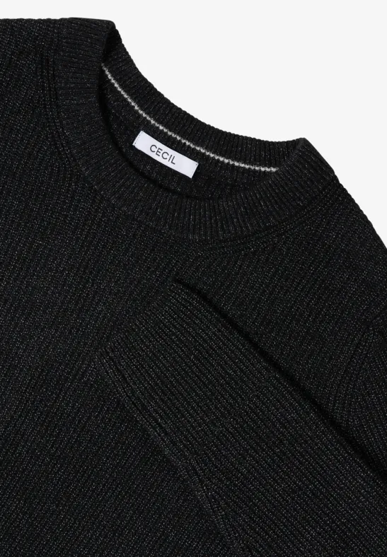Pullover mit Strukturdetails black melange