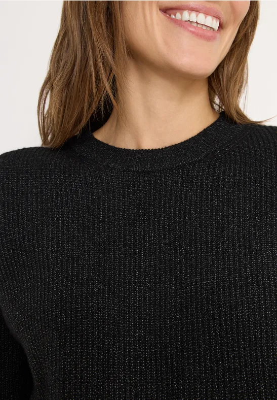 Pullover mit Strukturdetails black melange