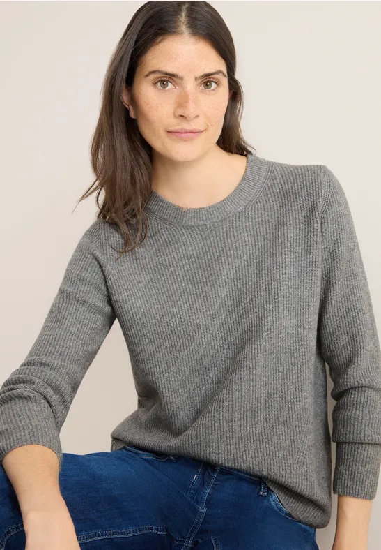 Pullover mit Strukturdetails sporty grey melange