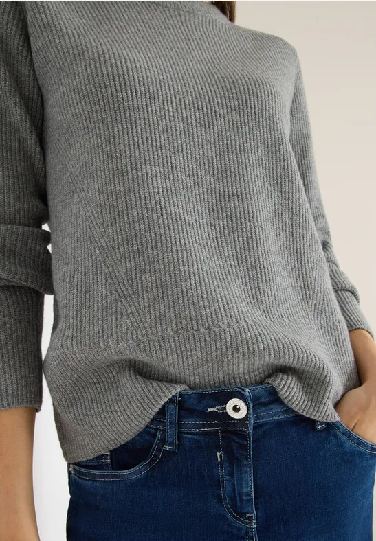 Pullover mit Strukturdetails sporty grey melange