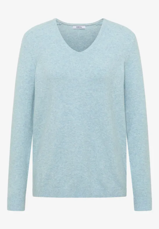 Kuscheliger V-Neck Pullover faded blue melange